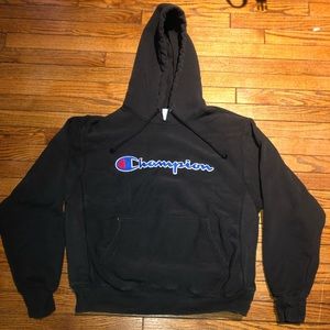 Champion black logo hoodie size large